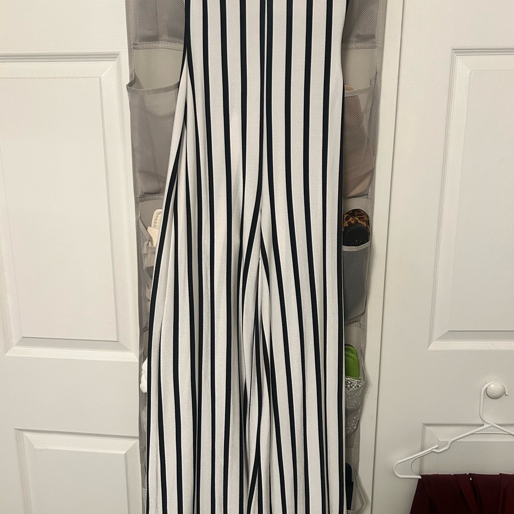 Fashion Nova Black and White Wide Leg Jumpsuit